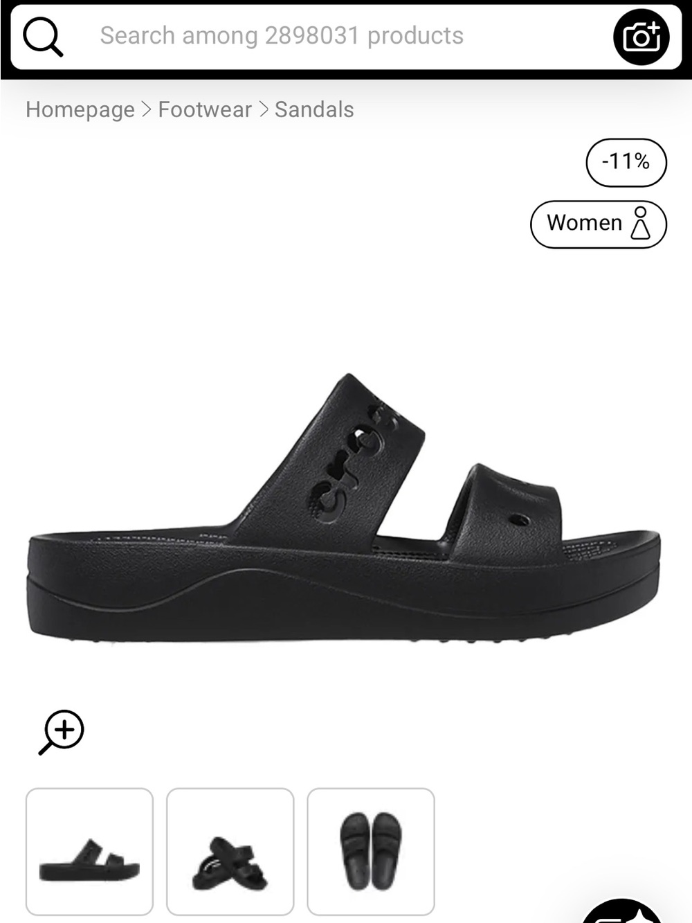 CROCS baya platform Women’s Black Dual-Strap Slide Sandals